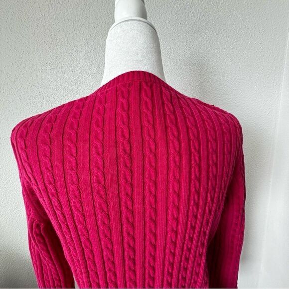 C Wonder Pink Pullover Sweater Cable Knit Long Sleeve SZ L - Picture 7 of 12